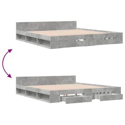 Bedframe met lades bewerkt hout betongrijs 180x200 cm