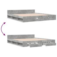 Bedframe met lades bewerkt hout betongrijs 180x200 cm - thumbnail