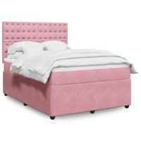Boxspring met matras fluweel roze 160x200 cm - thumbnail