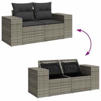 10-delige Loungeset met kussens poly rattan acacia grijs - thumbnail
