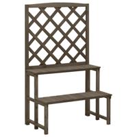 VidaXL Plantenrek met latwerk 70x42x115 cm massief vurenhout grijs - thumbnail