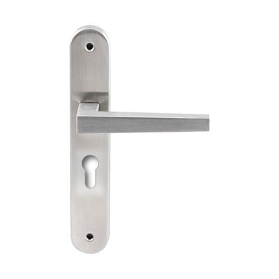 Hardbrass Deurkruk Seoul op ovaal langschild profielcilindergat 55mm - RVS