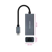 NANOCABLE 10.03.0406 Converter USB-C naar Gigabit Ethernet 10/100/1000 Mbps, aluminium, grijs, 15 cm - thumbnail