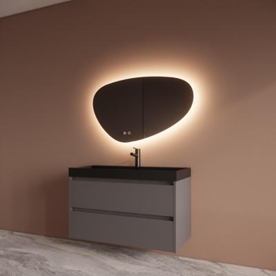 Badmeubelset BWS Riga Met Lako Wastafel Zwart 100 cm Leigrijs