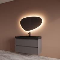 Badmeubelset BWS Riga Met Lako Wastafel Zwart 100 cm Leigrijs - thumbnail