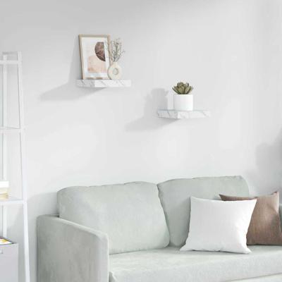 Wandplank 2 pcs Wit Marmer 23 x 23,5 x 4 cm Bewerkt hout