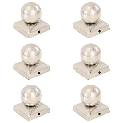 VidaXL Paalkappen 6 st bol 71x71 mm roestvrij staal