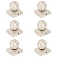 VidaXL Paalkappen 6 st bol 71x71 mm roestvrij staal - thumbnail