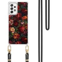 Samsung Galaxy A52(s) hoesje met zwart koord - Floral red garden - thumbnail