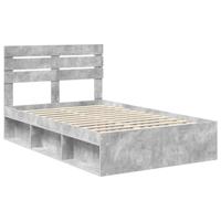 Bedframe met hoofdeinde Beton 120 x 190 cm Massief grenenhout - thumbnail