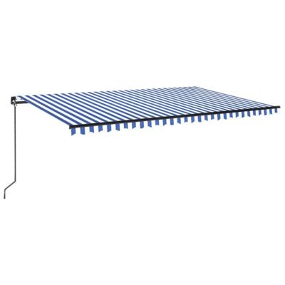 Luifel handmatig uittrekbaar met LED 500x300 cm blauw en wit