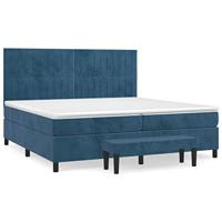 Boxspring met matras fluweel donkerblauw 200x200 cm - thumbnail