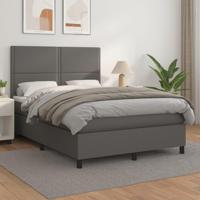 Boxspring met matras kunstleer grijs 140x190 cm - thumbnail