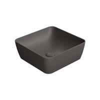 Waskom Sapho Sand Vierkant 38x14 cm Keramiek Mat Donkerbruin - thumbnail