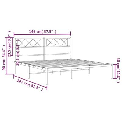 Bedframe met hoofdbord metaal wit 140x200 cm