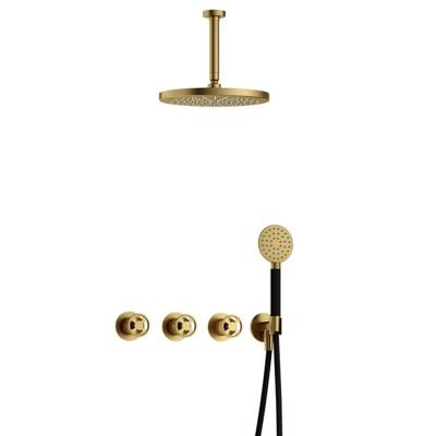 Hotbath Cobber IBSW70 Regendoucheset inbouw - 15cm plafondarm - 30cm ronde hoofddouche - 3 standen handdouche - Geborsteld messing PVD IBSW70BBP125 Hotbath Cobber IBSW70 Regendoucheset inbouw - 15cm plafondarm - 30cm ronde hoofddouche - 3 standen handdouche - Geborsteld messing PVD IBSW70BBP125