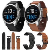 By Qubix - Leren bandje - Zwart - Compatible met Garmin Fenix 8-43mm - Compatible Garmin bandje - Bandbreedte: 20mm - thumbnail
