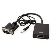 VALUE kabeladapter, VGA + audio naar HDMI, 0,15 m - thumbnail