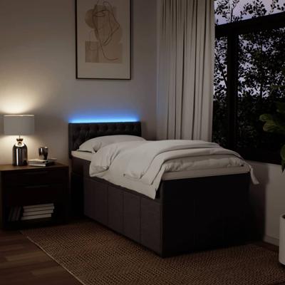 Boxspring met matras stof donkerbruin 140x200 cm - thumbnail