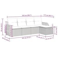 5-delige Loungeset met kussens poly rattan grijs - thumbnail