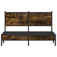 Bedframe met hoofdbord metaal gerookt eikenkleurig 140x190 cm - thumbnail