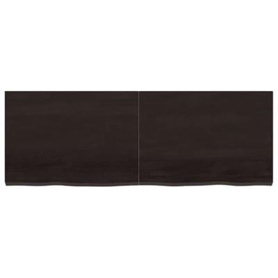 Wastafelblad 140x50x(2-4) cm behandeld massief hout donkerbruin