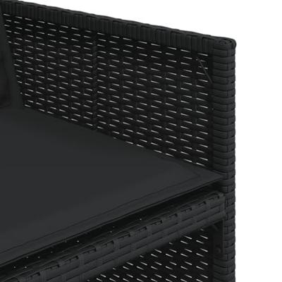7-delige Tuinset met kussens poly rattan zwart - thumbnail