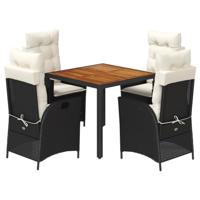 5-delige Tuinset met kussens poly rattan zwart - thumbnail