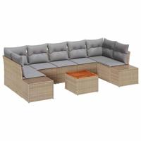 Tuinbankenset met opslag 8 pcs Beige en Licht Grijs poly rattan - thumbnail