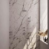 Regendoucheset Inbouw Brauer Chrome Edition Thermostatisch 20cm met Gebogen Wandarm, Glijstang en Handdouche Staaf Losse Stopkranen Chroom - thumbnail