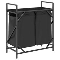 Wasmand 2 vakken met plank zwart eikenkleurig - thumbnail