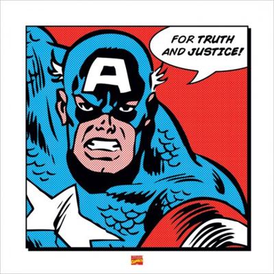 Kunstdruk Captain America - For truth and justice 40x40cm
