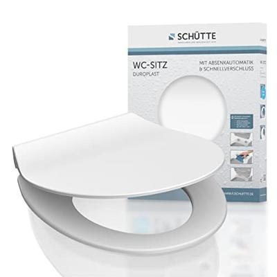 Toiletzitting Schutte Slim White Duroplast Ultra Dun Met Soft Close En Quick Release Gelakt Wit Schütte - thumbnail