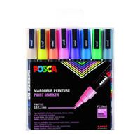 Uni POSCA paintmarker PC-3M, 1,5 mm, etui van 8 stuks in geassorteerde pastelkleuren - thumbnail