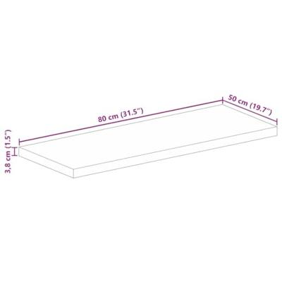 Tafelblad rechthoekig 80x50x3,8 cm massief mangohout