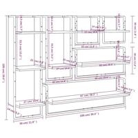6-delige Wandschappenset met stangen bewerkt hout gerookt eiken - thumbnail