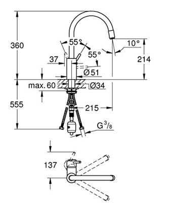 GROHE Concetto Keukenkraan - hoog - draaibare/uittrekbare uitloop - chroom 32663003 - thumbnail