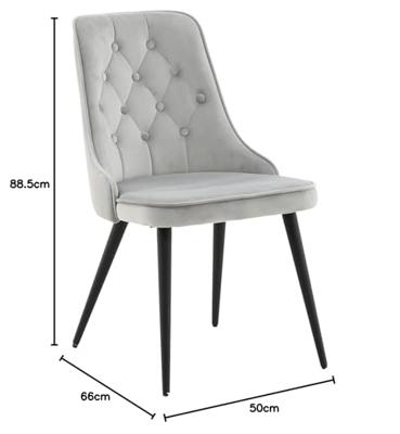 Nohr Eetkamerstoel 'Damar' Velvet, kleur Lichtgrijs