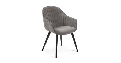Kave Home Fabia eetkamerstoel velvet Grijs