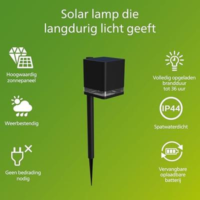 Philips LED 929004658801 Virona Staande lamp op zonne-energie LED LED vast ingebouwd 1.8 W Zwart Philips LED 929004658801 Virona Staande lamp op zonne-energie LED LED vast ingebouwd 1.8 W Zwart