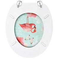 Toiletbril met deksel flamingo MDF - thumbnail