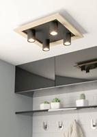 Eglo OpbouwspotValcasotto 1 zwart met hout - 900435 - thumbnail