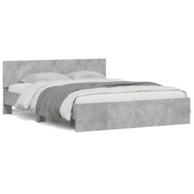 Bedframe met hoofdeinde betongrijs 150x200 cm
