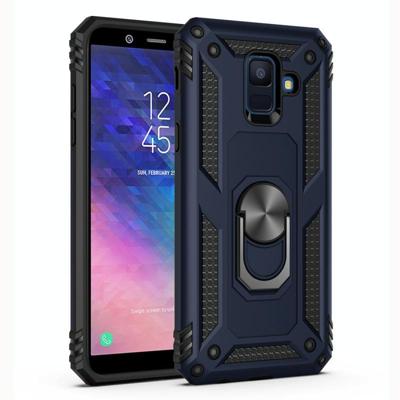 Armor Shockproof TPU + PC Protective Case voor Galaxy A6 (2018) met 360 graden rotatiehouder (blauw)