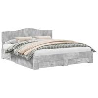 Bedframe met hoofdeinde Beton Grijs 200 x 200 cm Bewerkt hout - thumbnail