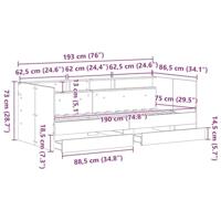 Dagbedframe met lades Zwart eiken 75 x 190 cm Bewerkt hout - thumbnail