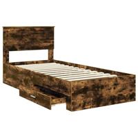 Bedframe met hoofdeinde Gerookt eiken 90 x 190 cm Bewerkt hout - thumbnail
