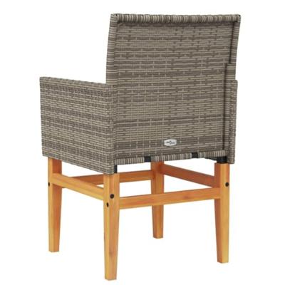 Tuinstoelen 2 st met kussens poly rattan en massief hout grijs