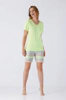 Hajo dames shortama groen en strepen - thumbnail