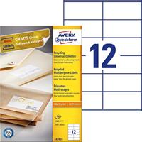 Avery Witte gerecycleerde universele etiketten ft 105 x 48 mm (b x h), 1.200 stuks, 12 per blad - thumbnail